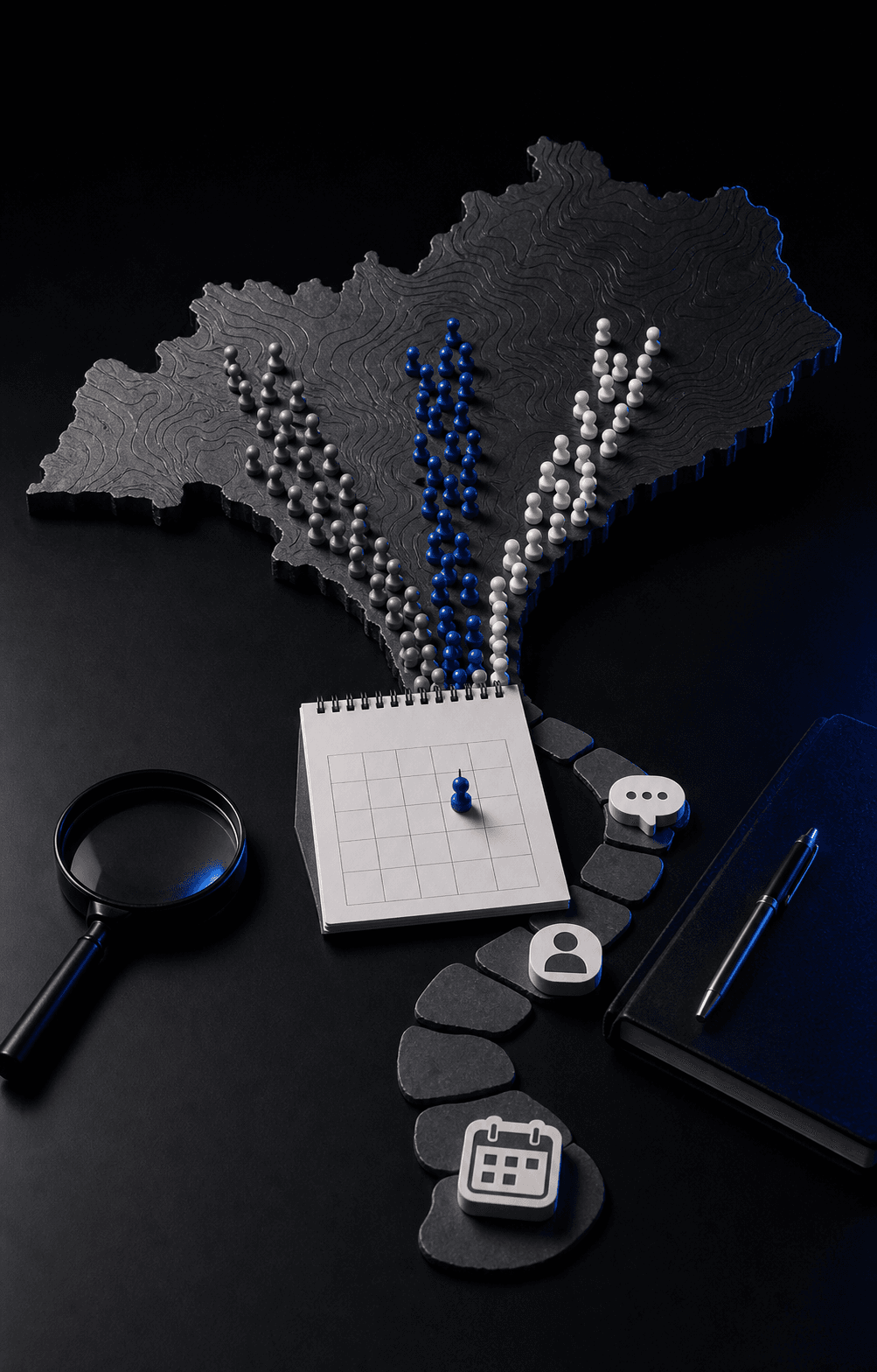 Concept visualization of a Kentucky map, screening pathways, and an outreach calendar